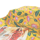 Sunrise Lotus  Muslin Fabric (Yellow, Floral, Muslin)