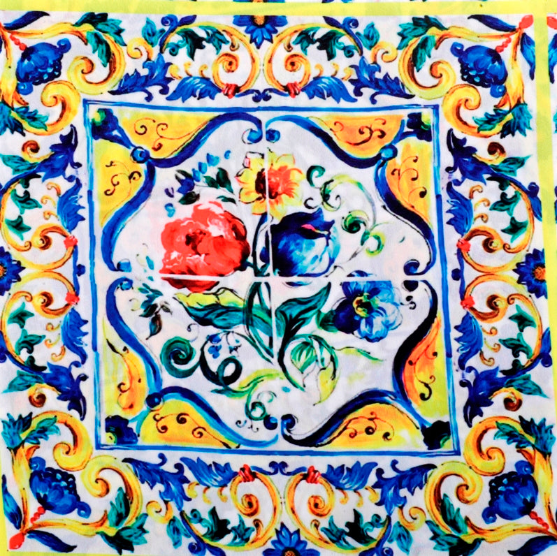 Sanorita Crepe Fabric (Yellow, Blue, Crepe)