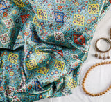 Rock N Roll Satin Fabric (Blue, Satin)