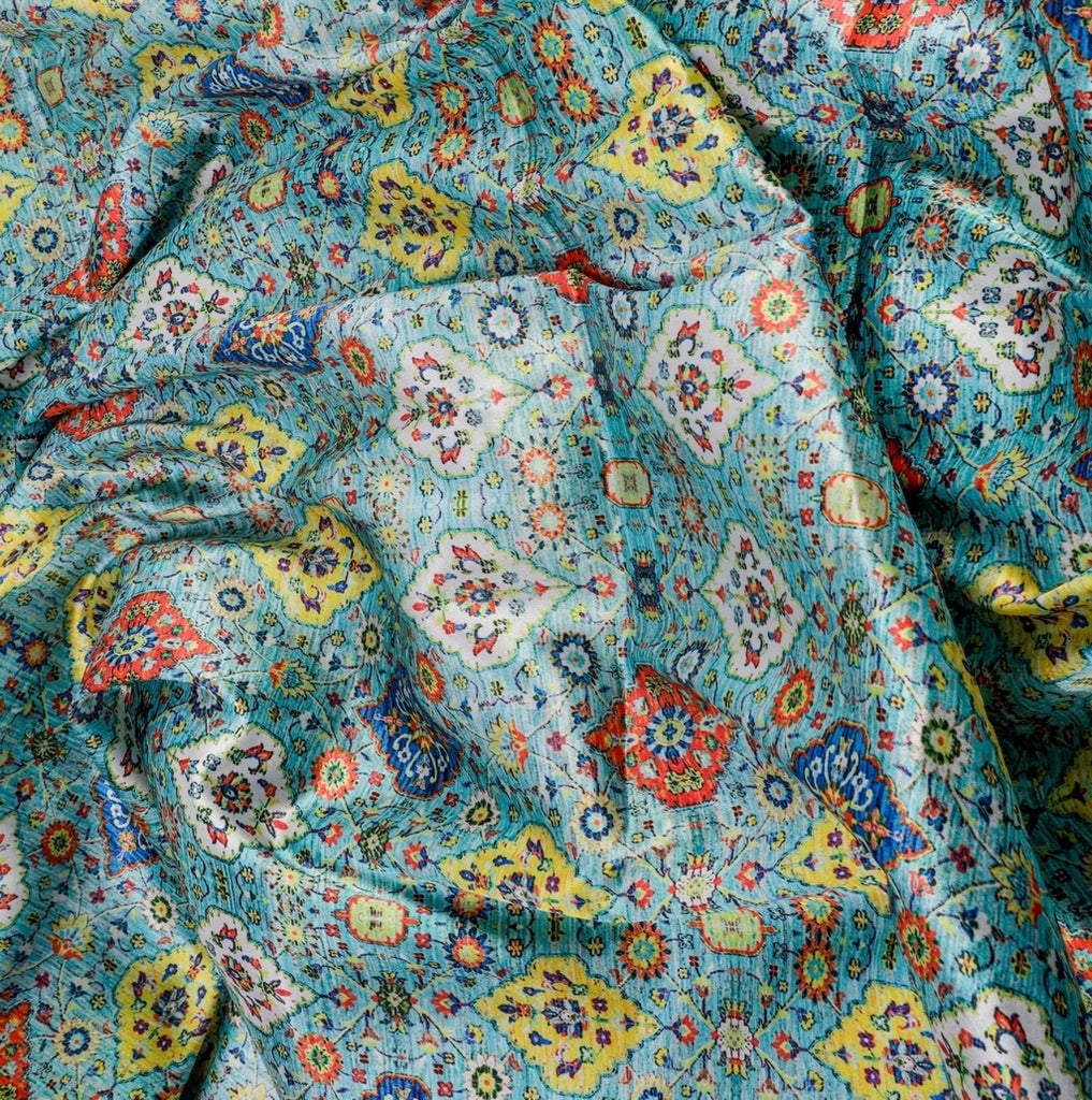 Rock N Roll Satin Fabric (Blue, Satin)