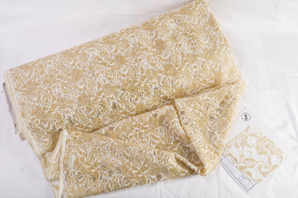 Florid Universe Organza Fabric (Gold , Organza , floral)