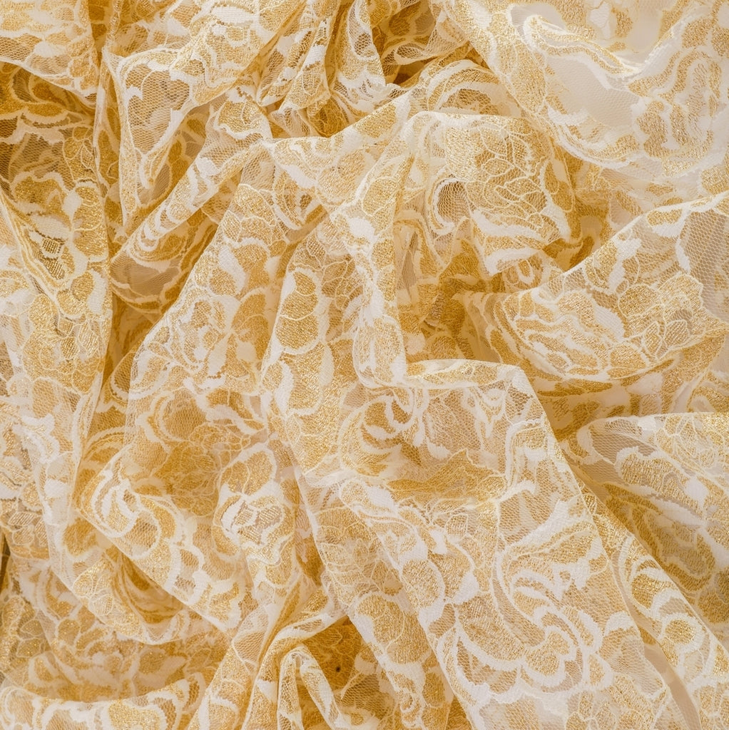 Florid Universe Organza Fabric (Gold , Organza , floral)