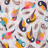 Pop Xo Cotton Fabric (White, Yellow & Black, Animals & Bird, Cotton)