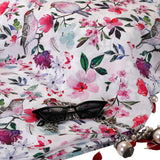 Natural Glow Muslin Fabric (White & Pink, Birds & Nature, Muslin)