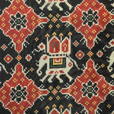 Highness Patola Chanderi Fabric (Red & Black, Traditional, Chanderi )