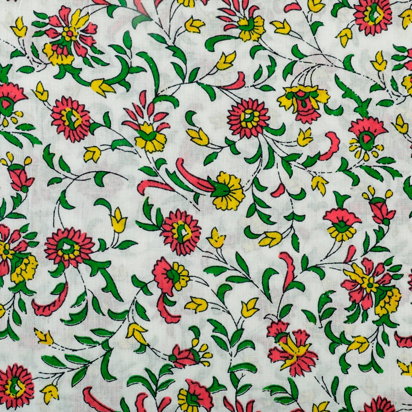 Bridal Flash Fabric (Green & Red, Floral, Cotton)