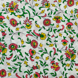 Bridal Flash Fabric (Green & Red, Floral, Cotton)