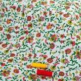 Bridal Flash Fabric (Green & Red, Floral, Cotton)