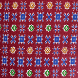 Ikkat Way Cotton Fabric(Maroon, Blue, Green & Yellow, Traditional, Cotton )
