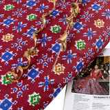 Ikkat Way Cotton Fabric(Maroon, Blue, Green & Yellow, Traditional, Cotton )