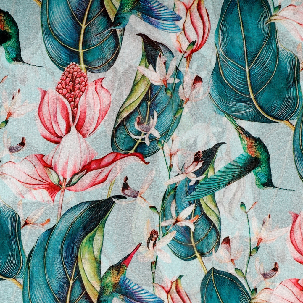 Elle Paradise Georgette Fabric (Green, Georgette)