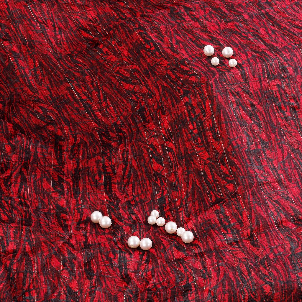 Glam Goergette Fabric (Red Black, Abstract, Goergette )