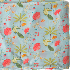Sky High Crepe Fabric (Sky Blue, Floral,  Crepe)