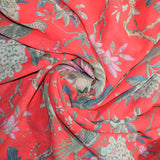 Queen of Love Georgette Fabric (Red Floral, Georgette )