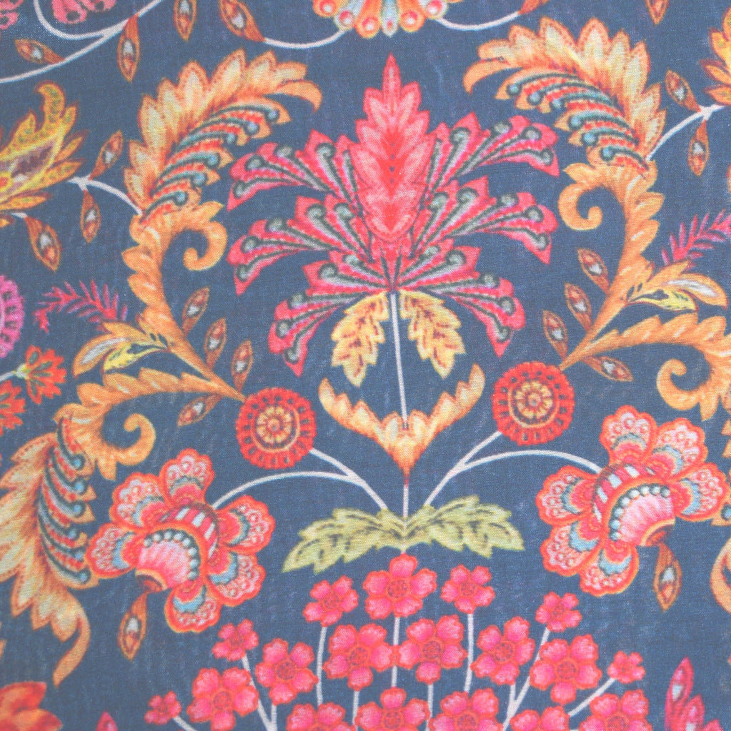 Artastic Nature Muslin Fabric (Blue, Floral, Muslin)