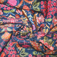 Artastic Nature Muslin Fabric (Blue, Floral, Muslin)