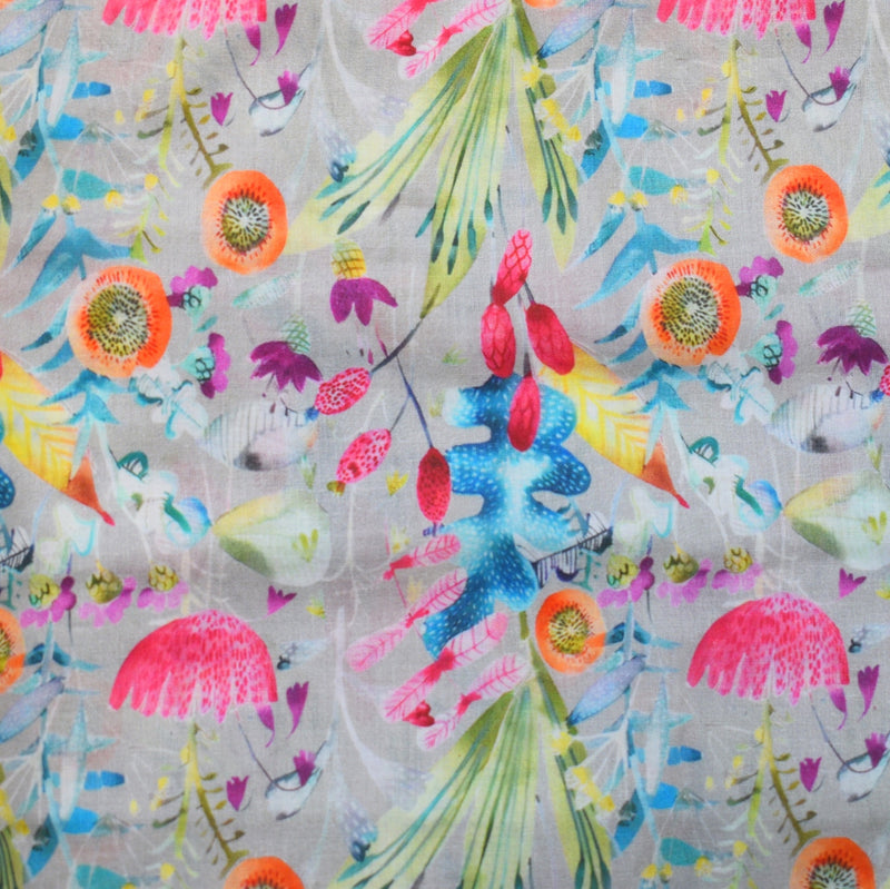 Floro Pop Cotton Fabric (Florecent Colour, Floral, Cotton)