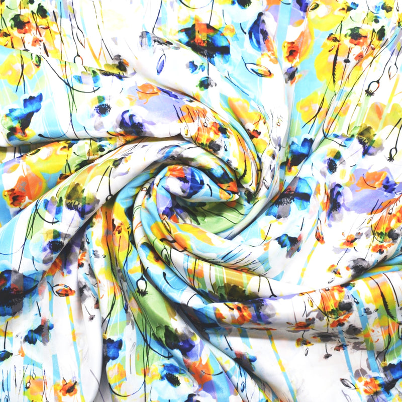 Romancing Flora French Crepe Fabric (Water Colour ,Floral,  French Crepe)