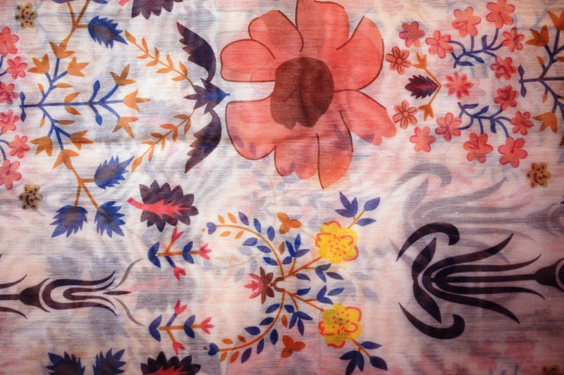 Fashion Inspo Chanderi Fabric (Baege, Floral, Chanderi)