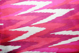 Ikkat Glow Satin Fabric (Pink, White, Ikkat, Satin)