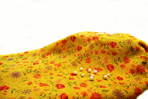 Blossom Couture Chanderi Fabric (Yellow, floral, Chanderi)