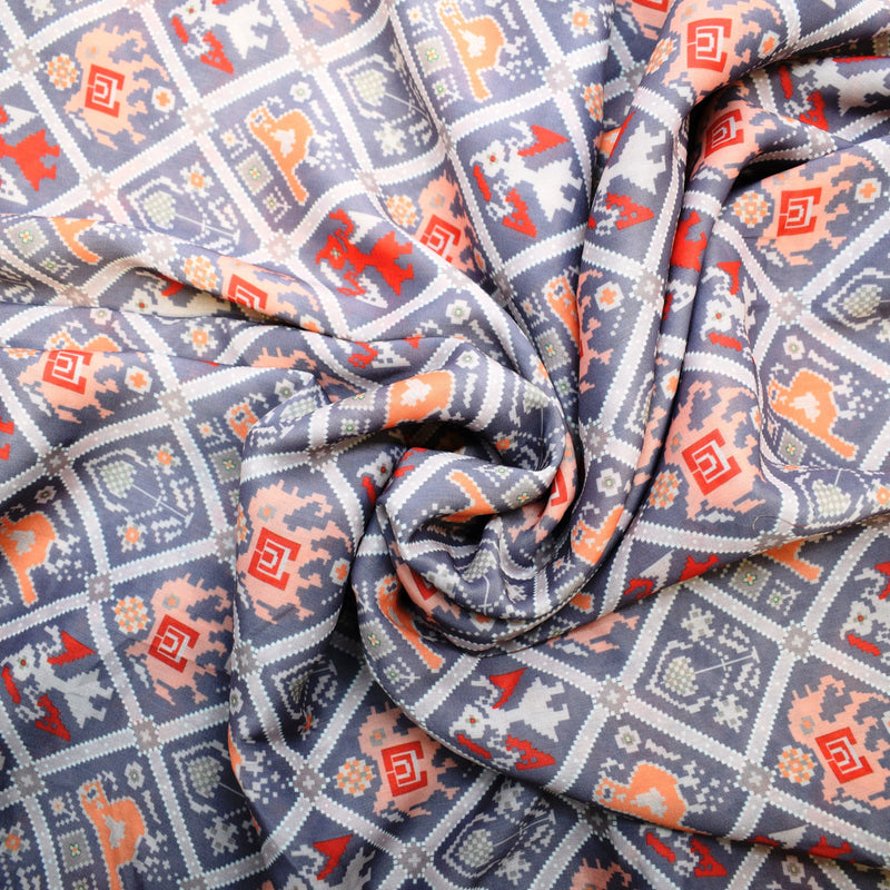 Patola Fashion Muslin Fabric (Grey, Patola, Muslin)