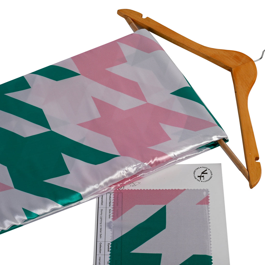 Belle Italia Satin Fabric (Green & Pink, Modern, Satin)