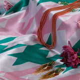 Belle Italia Satin Fabric (Green & Pink, Modern, Satin)