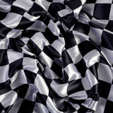 Check Mate Satin Fabric (Black & White, Checks, Satin)
