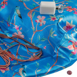 Dense Dynasty Satin Fabric (Floracent Blue, Nature, Satin)