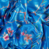 Dense Dynasty Satin Fabric (Floracent Blue, Nature, Satin)