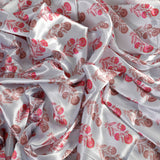 Good Grace Satin Fabric (White & Pink, Floral,Satin)