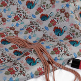 Little paradise Bengali Silk Fabric  (White, Animals & Bird, Bengali Silk)