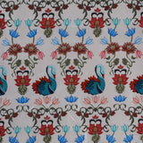 Little paradise Bengali Silk Fabric  (White, Animals & Bird, Bengali Silk)