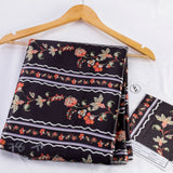 Midnight wildflower  Satin Fabric  (Black, Floral, Satin)