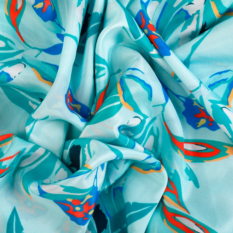 Shades of Paradise Crepe Fabric (Green, Blue, Crepe)