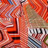 Flares of Zig Zag Georgette Fabric (Orange , Brown & Black, Stripes, Georgette)