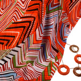 Flares of Zig Zag Georgette Fabric (Orange , Brown & Black, Stripes, Georgette)