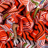 Flares of Zig Zag Georgette Fabric (Orange , Brown & Black, Stripes, Georgette)