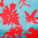 Fusia vogue Satin Fabric (Blue & Pink, Floral, Satin)