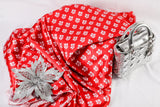 Make You Mine Satin Fabric (Red & White, Floral, Satin)