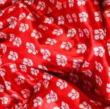 Make You Mine Satin Fabric (Red & White, Floral, Satin)