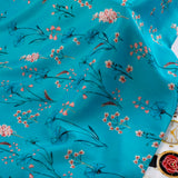 Dream Alora French Crepe Fabric ( Blue, Floral, French Crepe)