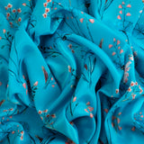 Dream Alora French Crepe Fabric ( Blue, Floral, French Crepe)