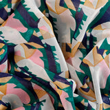 Modern Ancient Georgette Fabric (Pink,Green,Blue, Abstract, Goergette)