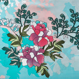 Breakfast At Tiffiny Crepe Fabric (Blue , Floral, Crepe)