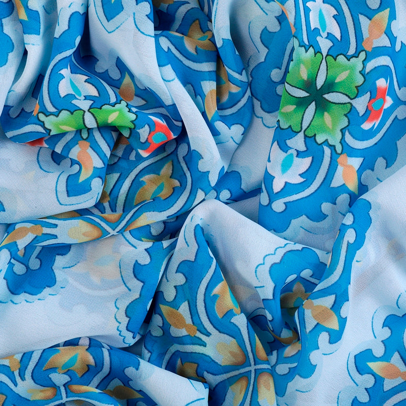 Dolce Affection Georgette Fabric (Blue, Modern, Georgette)