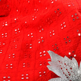 Rouge Beauty  Goergette Fabric(Red, Mirror Work, Goergette)