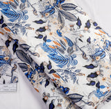 Morning Paradise Crepe Fabric (White, Blue, Crepe)