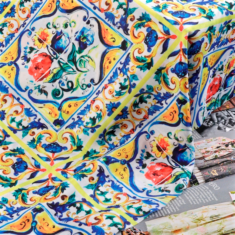 Sanorita Crepe Fabric (Yellow, Blue, Crepe)